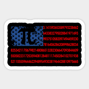 Pi Math American Flag Gift for Pi Day Math Lover Teacher Student Sticker